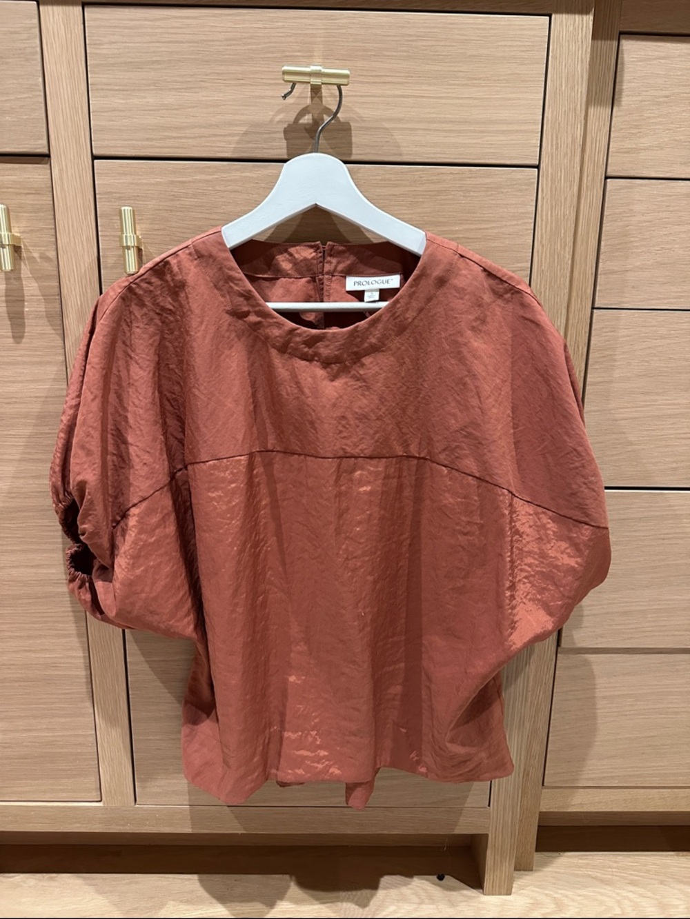 Prologue Rust Balloon-Sleeve Tunic Top